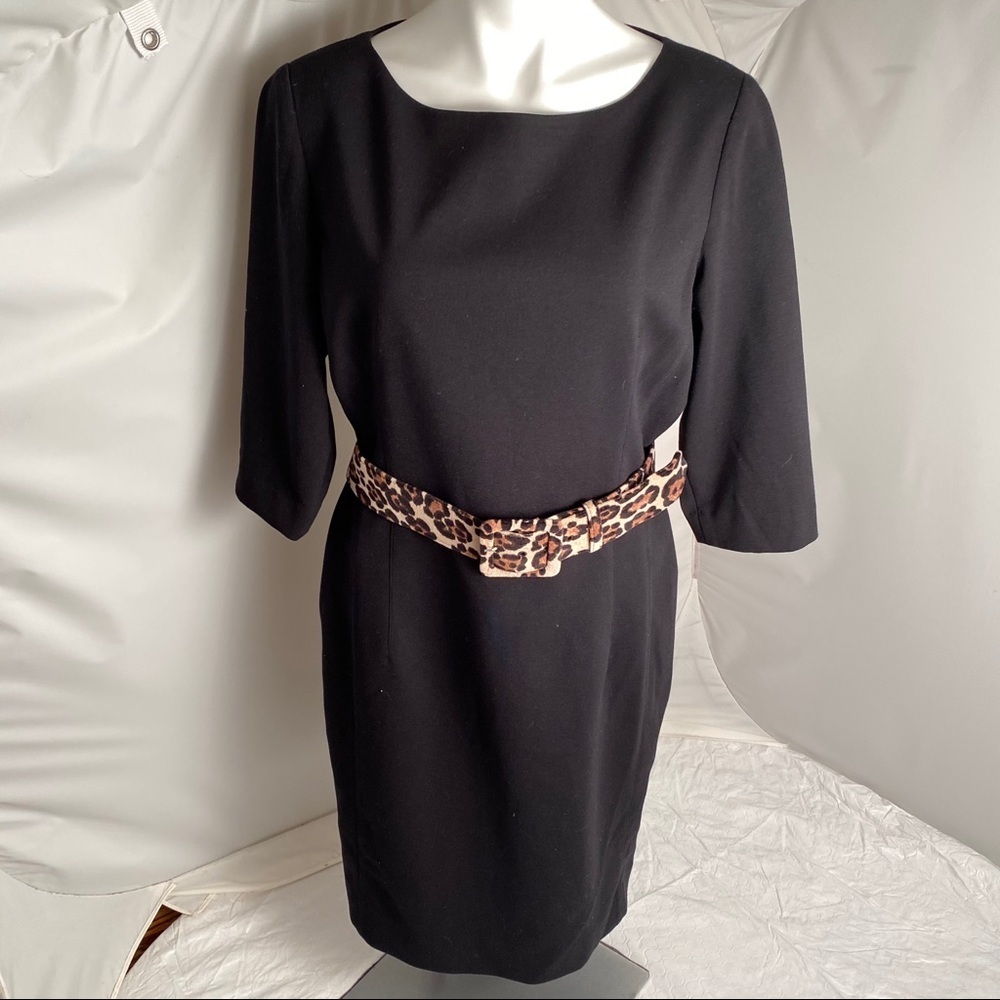 Donna Degnan black dress with leopard belt 14